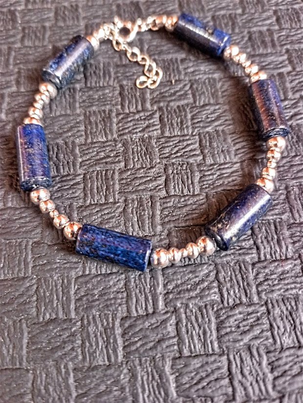 Bratara argint lapis lazuli tub boho chic trendy - Transport gratuit