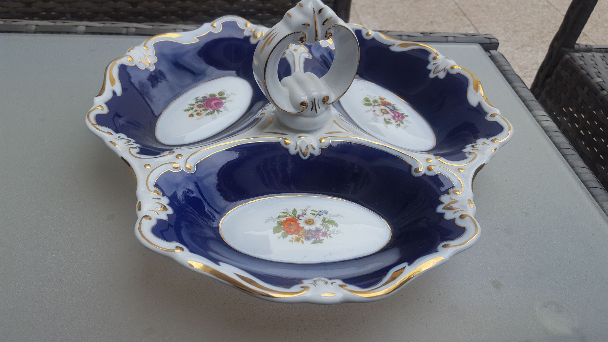 SPLENDID PLATOU VINTAGE PORTELAN SI COBALT | Fashion Hunt