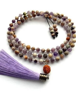 Colier Mala 108+1*Rudraksha+Ametist*Meditatie si rugaciune