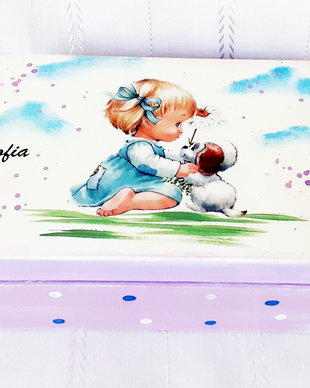 Cutii de amintiri fetita cu catelul, cadou de craciun