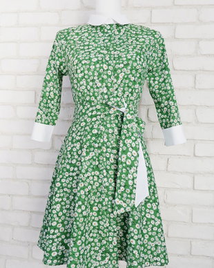 Rochie Camasa Verde cu Margarete Albe