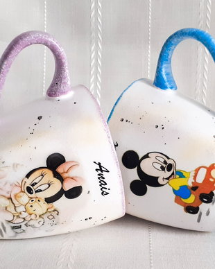 Set 2 cani decorate manual pentru copii, tema baby Minnie si Mickey