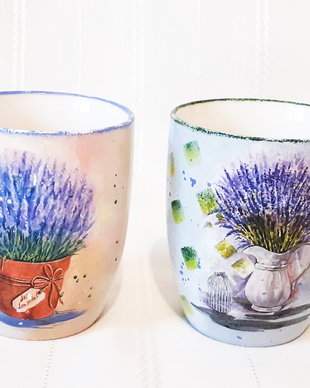Set 2 cani decorate manual cu lavanda