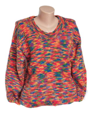 Bluza pulover tricotat manual din amestec lână colorat