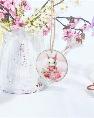 Ornament decorativ pe forma rotunda personalizat cu tematica de Paste