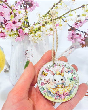 Ornament decorativ pe forma rotunda personalizat cu tematica de Paste