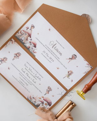 Invitație botez pocketfold Grădina Zânelor