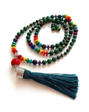 Colier Mala 108+1*Cinabru+Malachit+RubyZoisit+Howlit+Sodalit*Meditatie si rugaciune