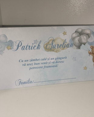 Plic de bani botez ursuleț cu baloane