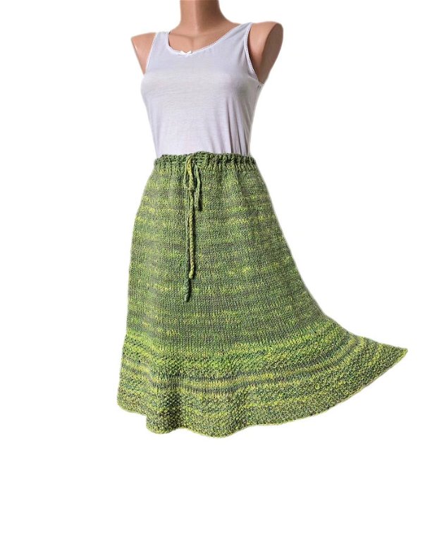 Fusta tricotata verde bumbac 4 anotimpuri