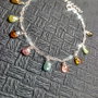 Bratara argint turmalina multicolora briolete lant argint boho chic trendy - Transport gratuit