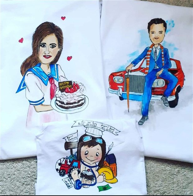 Set  tricouri pictate pentru familie.