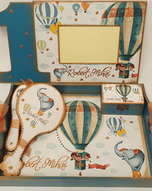 Set personalizat pentru taierea motului / 1an, baieti, tema avion/pilot