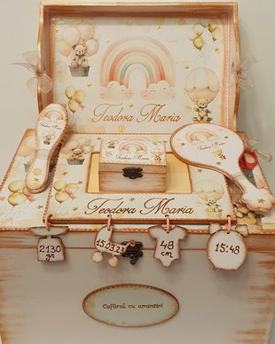 Set personalizat pentru taierea motului / 1an, fete, tema baloane si ursuleti
