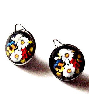 cercei cu sticla cu motiv floral 45872