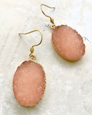 Cercei agate druzy cais & alama aurita