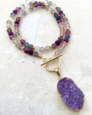 Colier fluorit & pandantiv druzy