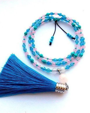Colier Mala 108+1*CuartRoz+Jad+Turcoaz*Meditatie si rugaciune