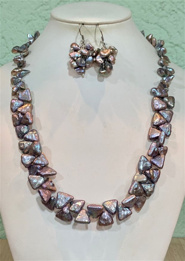 SET~PEARLS FOREVER~perle,accesorii argintii și inox