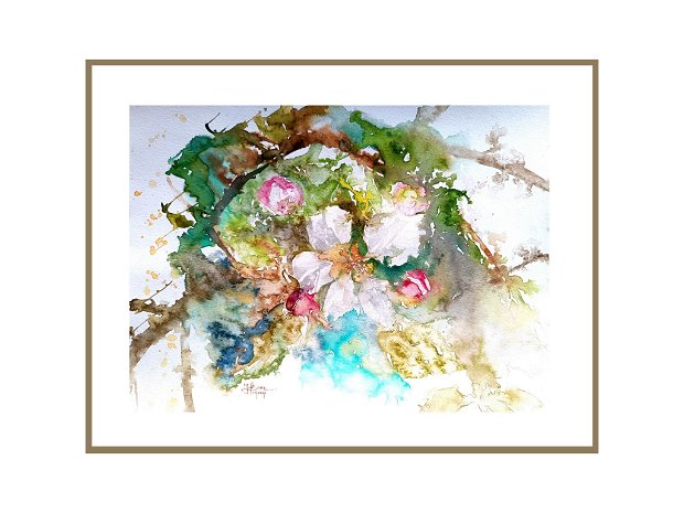 Tablou Spring bloom - Pictura Originală în Acuarelă - Nature And Colors Collection