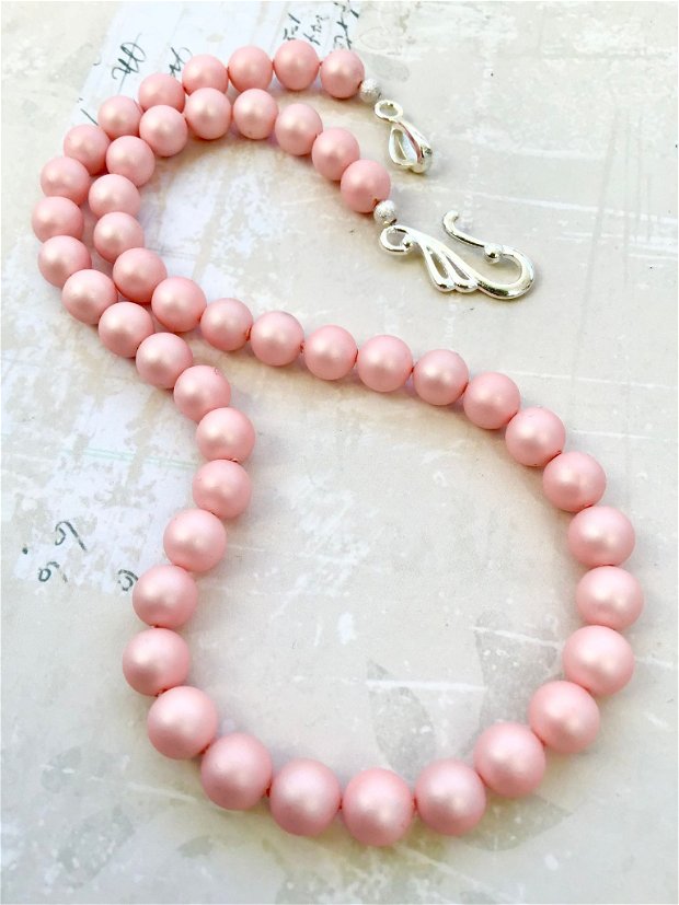 Colier perle de Mallorca mate roz