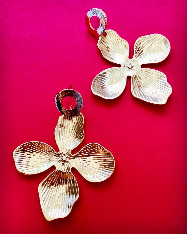 Cercei inox aurit model floare