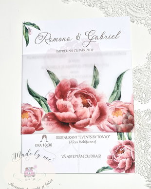 Invitatie nunta bujori