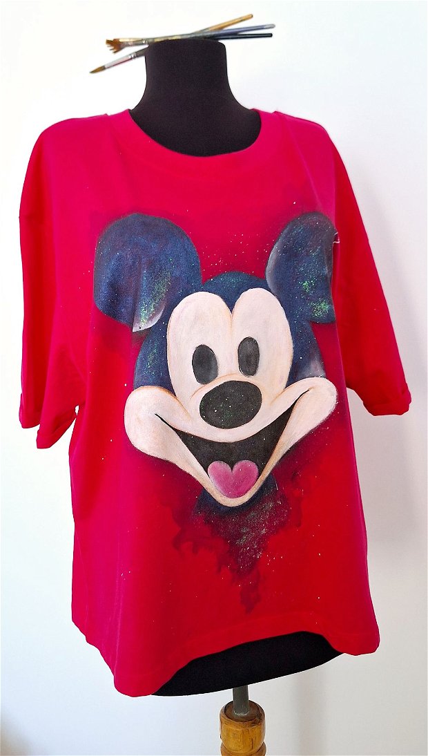 Tricou pictat oversize " Mickey"