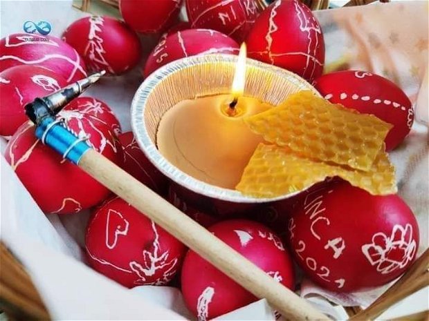 Kit de încondeiat ouă - metoda tradițională cu ceară caldă și chișiță