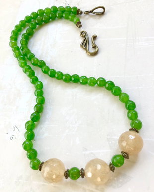 Colier CHOKER Jad verde & cuart cu rutil