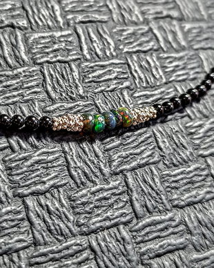 Colier argint opal de foc etiopian onix heishi minimalist boho chic trendy - Transport gratuit