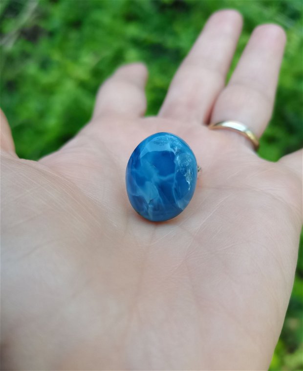 Inel Opal Owyhee blue si Argint 925 - IN1352 - Inel albastru reglabil, cadou romantic, cadou iubita, inel pietre semipretioase, inel cadou, bijuterii cadou, cadou sotie, cristaloterapie, cristale vindecatoare