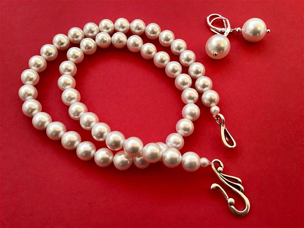 Set cadou perle albe de Mallorca