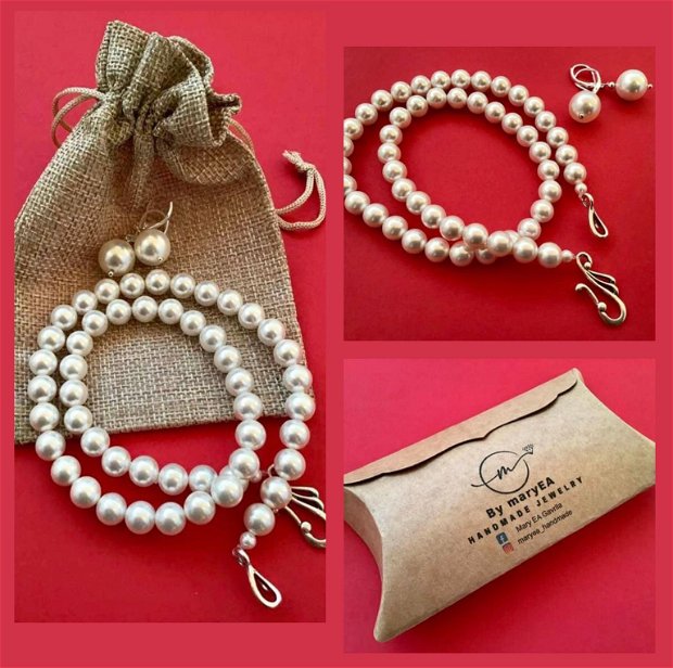 Set cadou perle albe de Mallorca