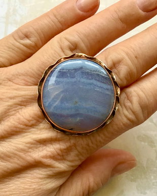 Inel cupru & Calcedonie Blue