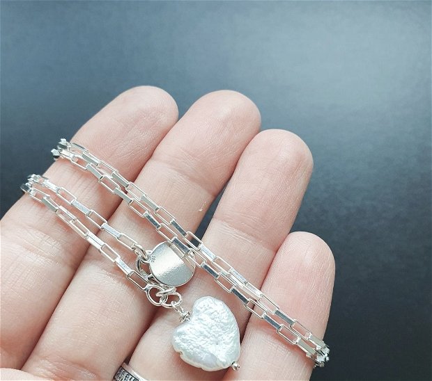 Lantisor din argint cu perla naturala | Ecliptic |