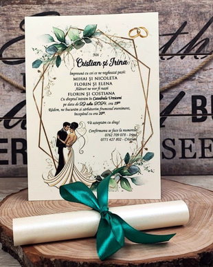 Invitatie papirus Greenery Wedding