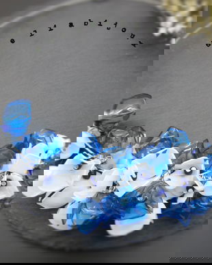 Colier statement handmade unicat - PET-uri (plastic) reciclate - flori (cod1008)