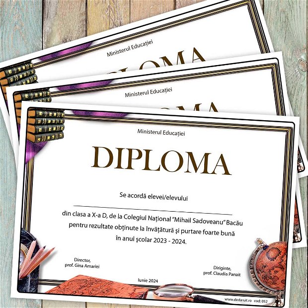 Diploma scolara model 052