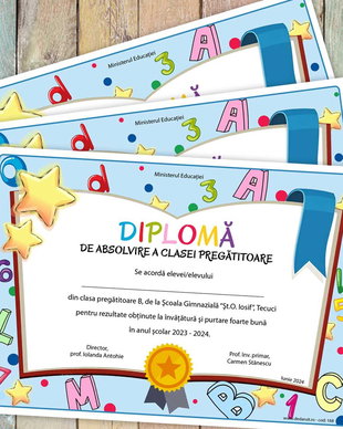 Diploma scolara absolvire clasa pregatitoare model 168