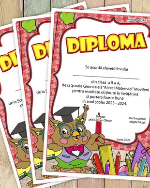 Diploma scolaracu mascota model 183