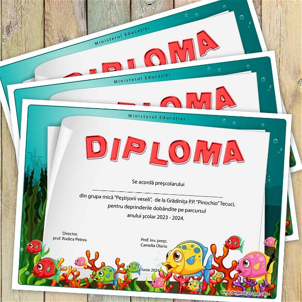 Diploma scolara cu mascota 186
