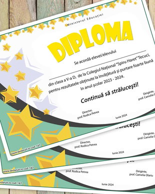 Diploma scolaracu mascota stelute , model 187