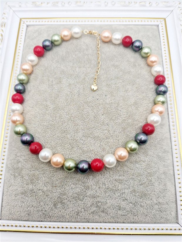 Colier multicolor | Perle | Aur