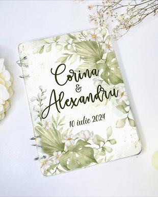 Guest book din lemn - Boho Green Flora