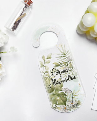 Semn de usa pentru nunta - Door Tag - Boho Green Flora