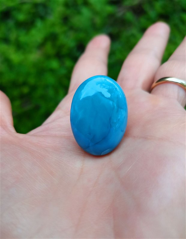 Inel Opal Owyhee blue si Argint 925 - IN1353 - Inel albastru reglabil, cadou romantic, cadou iubita, inel pietre semipretioase, inel cadou, bijuterii cadou, cadou sotie, cristaloterapie, cristale vindecatoare