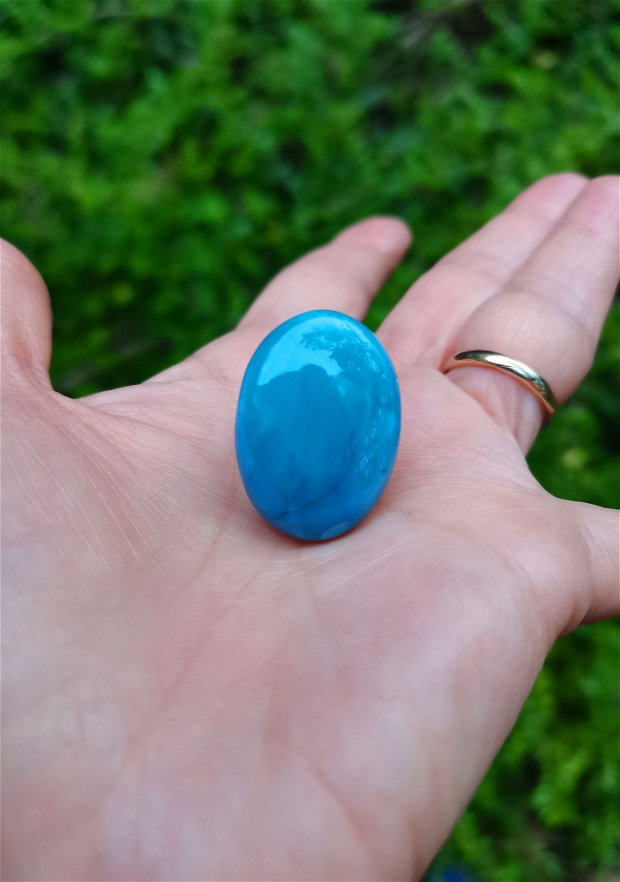 Inel Opal Owyhee blue si Argint 925 - IN1353 - Inel albastru reglabil, cadou romantic, cadou iubita, inel pietre semipretioase, inel cadou, bijuterii cadou, cadou sotie, cristaloterapie, cristale vindecatoare