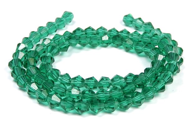 Cristale din sticla, biconice, 4 mm, verde smarald-10