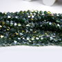 Cristale din sticla, biconice, 4 mm, transparente, AB, verde inchis-A25
